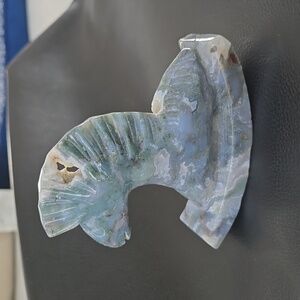 Moss agate rocking horse